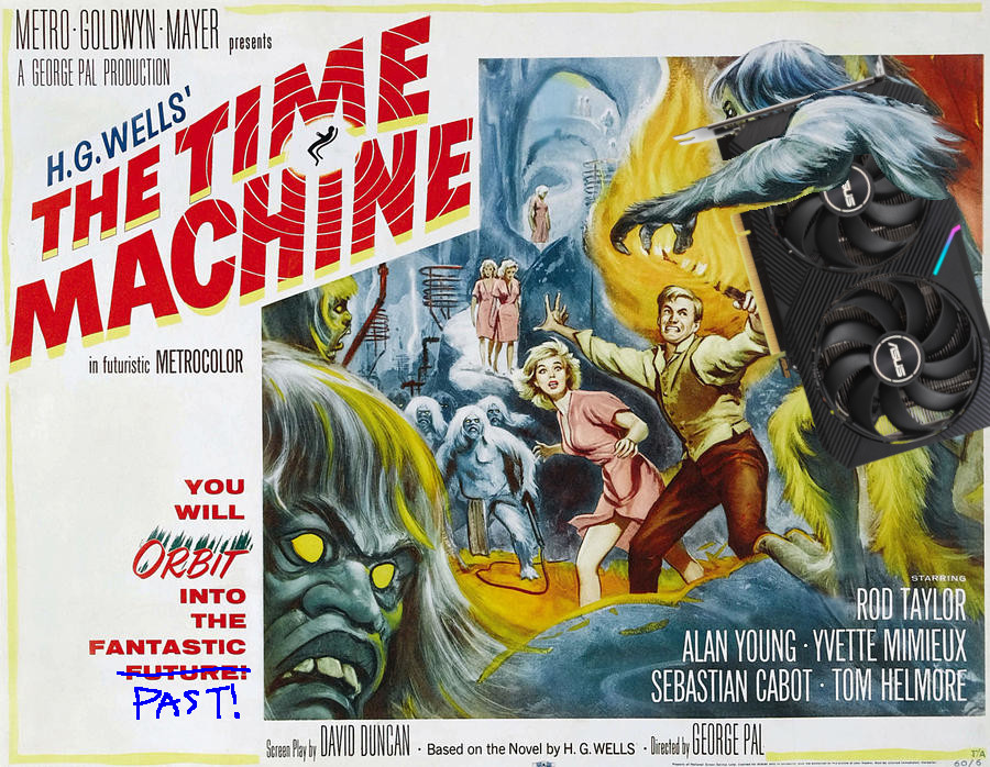 Poster for the 1960 film The Time Machine, with an RTX 3050 added